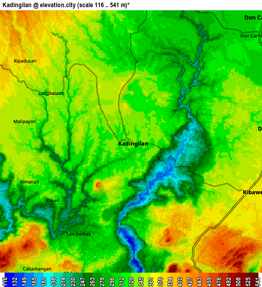 Zoom OUT 2x Kadingilan, Philippines elevation map