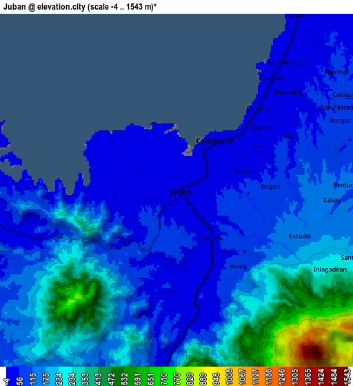 Zoom OUT 2x Juban, Philippines elevation map