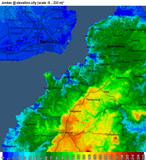 Zoom OUT 2x Jordan, Philippines elevation map