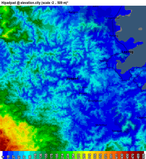 Zoom OUT 2x Hipadpad, Philippines elevation map