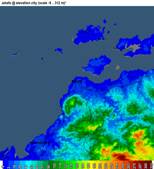 Zoom OUT 2x Jetafe, Philippines elevation map