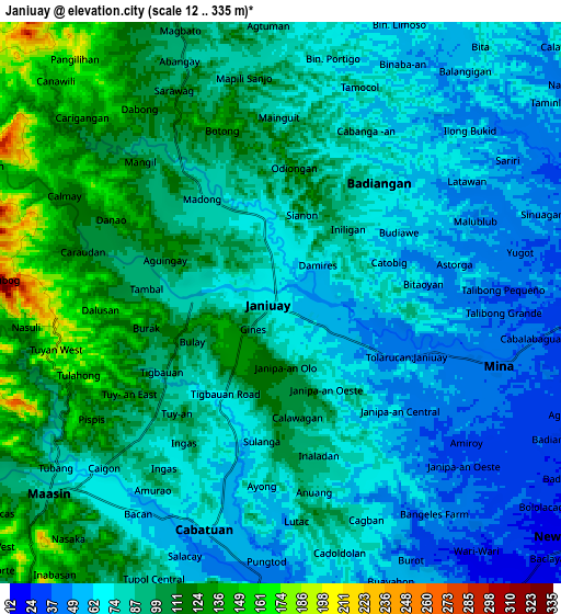 Zoom OUT 2x Janiuay, Philippines elevation map