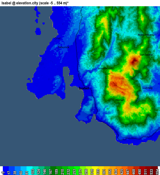 Zoom OUT 2x Isabel, Philippines elevation map