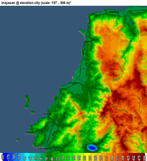 Zoom OUT 2x Inayauan, Philippines elevation map