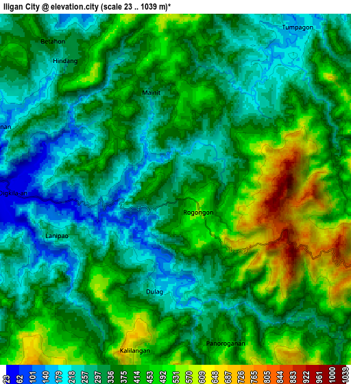 Zoom OUT 2x Iligan City, Philippines elevation map