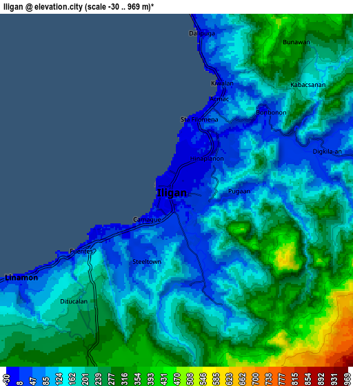 Zoom OUT 2x Iligan, Philippines elevation map