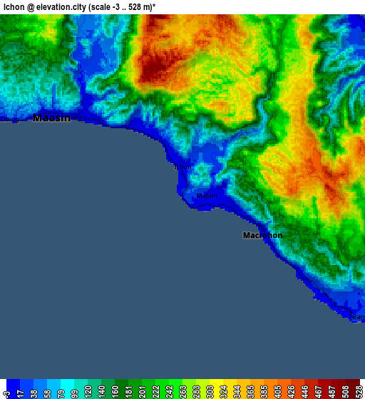 Zoom OUT 2x Ichon, Philippines elevation map