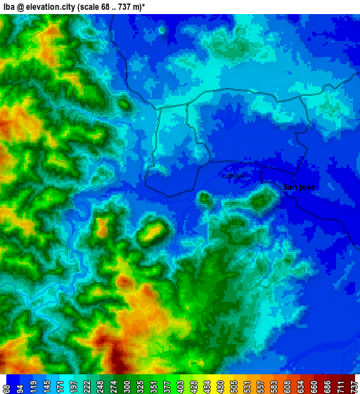 Zoom OUT 2x Iba, Philippines elevation map