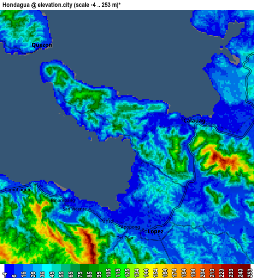 Zoom OUT 2x Hondagua, Philippines elevation map