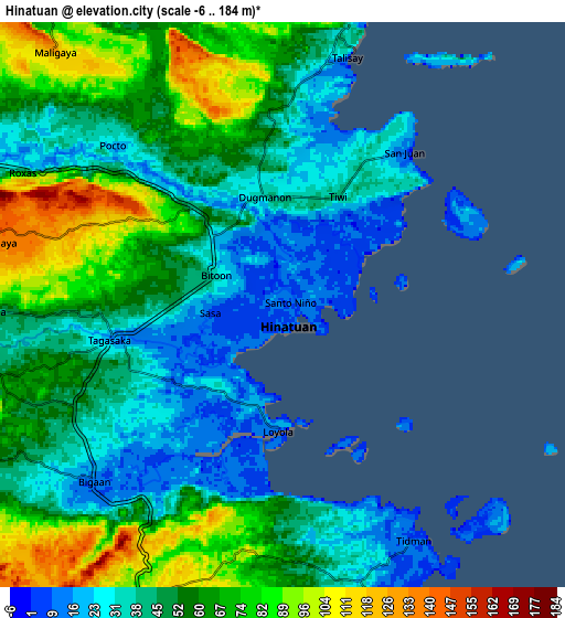 Zoom OUT 2x Hinatuan, Philippines elevation map