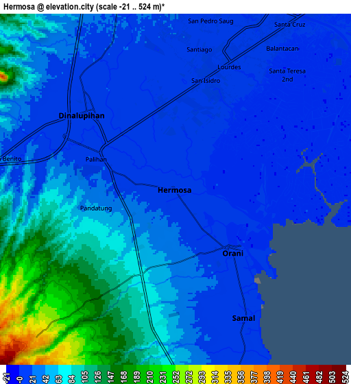 Zoom OUT 2x Hermosa, Philippines elevation map