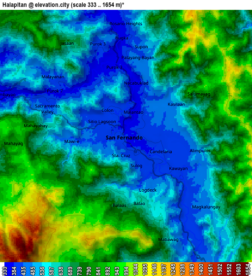 Zoom OUT 2x Halapitan, Philippines elevation map