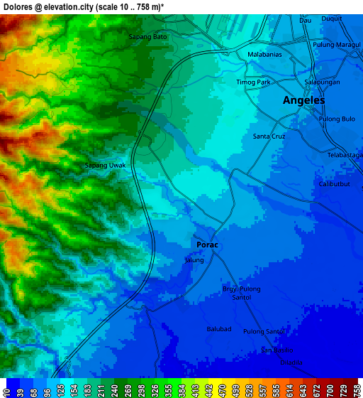 Zoom OUT 2x Dolores, Philippines elevation map