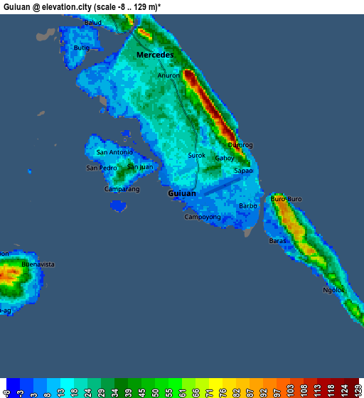 Zoom OUT 2x Guiuan, Philippines elevation map