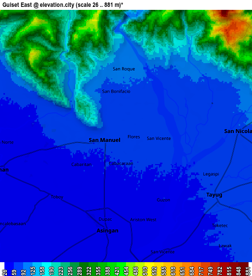 Zoom OUT 2x Guiset East, Philippines elevation map