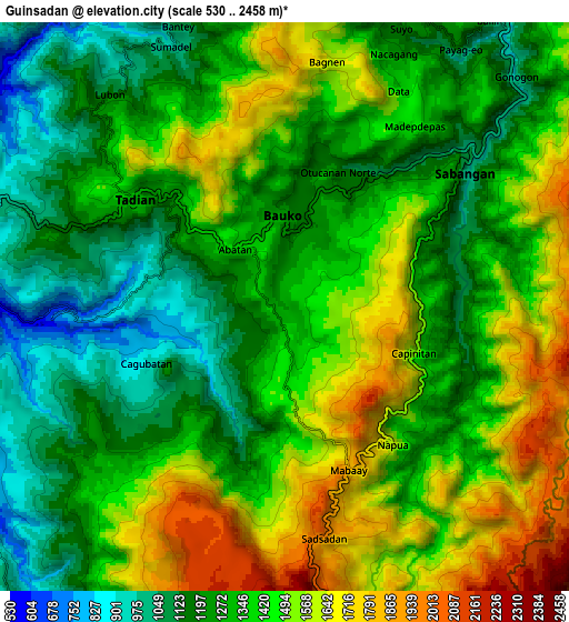 Zoom OUT 2x Guinsadan, Philippines elevation map