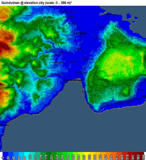 Zoom OUT 2x Guindulman, Philippines elevation map