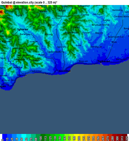 Zoom OUT 2x Guimbal, Philippines elevation map