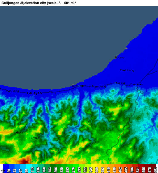 Zoom OUT 2x Guiljungan, Philippines elevation map