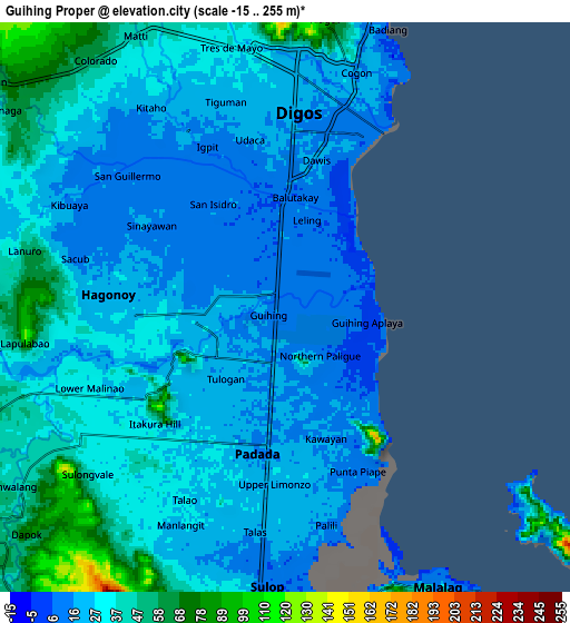 Zoom OUT 2x Guihing Proper, Philippines elevation map