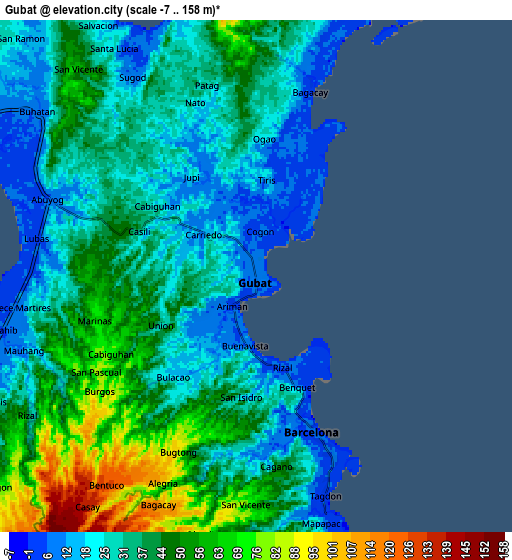 Zoom OUT 2x Gubat, Philippines elevation map