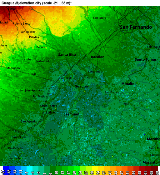 Zoom OUT 2x Guagua, Philippines elevation map