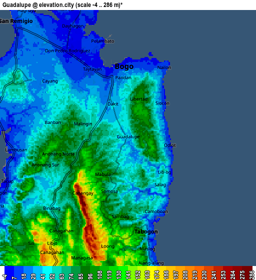 Zoom OUT 2x Guadalupe, Philippines elevation map