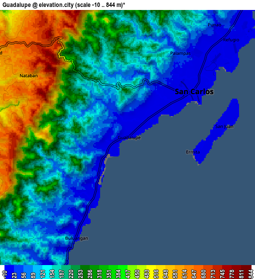 Zoom OUT 2x Guadalupe, Philippines elevation map