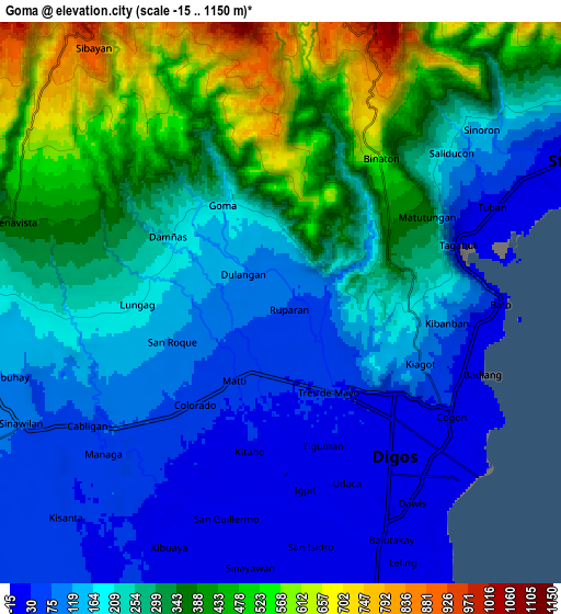 Zoom OUT 2x Goma, Philippines elevation map