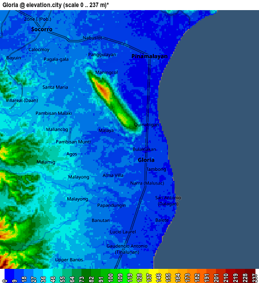 Zoom OUT 2x Gloria, Philippines elevation map