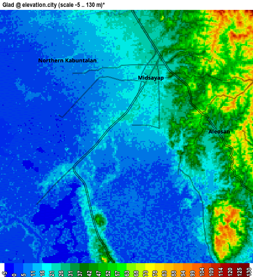 Zoom OUT 2x Glad, Philippines elevation map