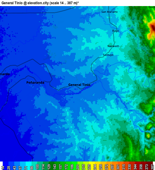 Zoom OUT 2x General Tinio, Philippines elevation map