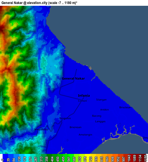 Zoom OUT 2x General Nakar, Philippines elevation map