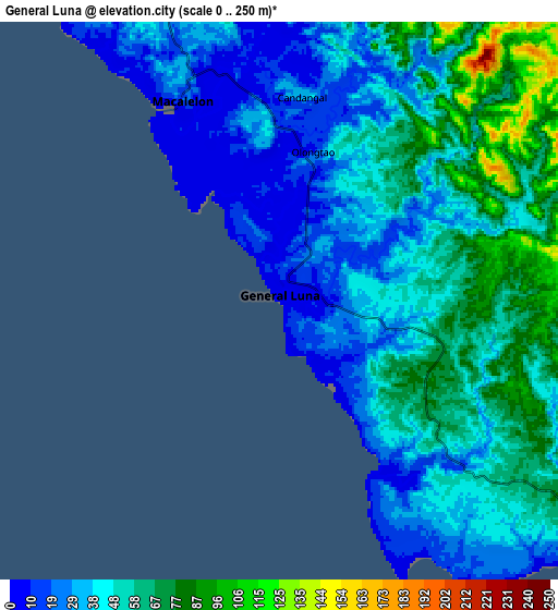 Zoom OUT 2x General Luna, Philippines elevation map