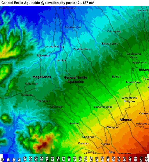 Zoom OUT 2x General Emilio Aguinaldo, Philippines elevation map