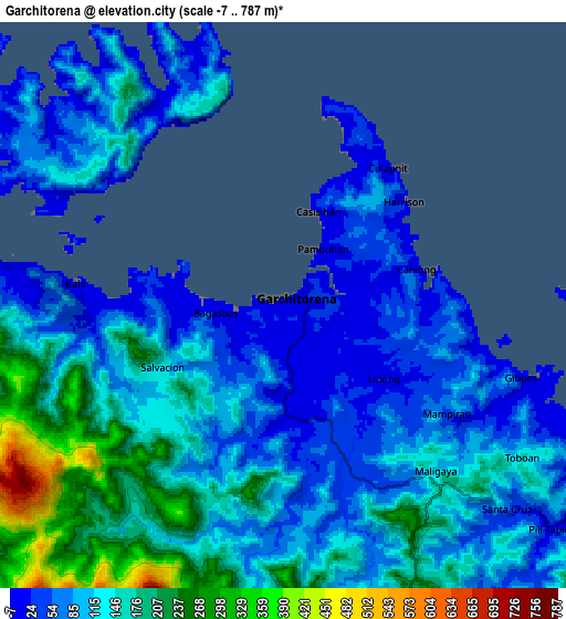 Zoom OUT 2x Garchitorena, Philippines elevation map