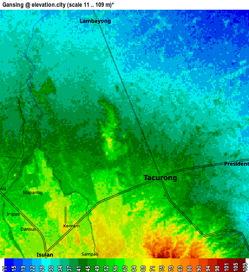 Zoom OUT 2x Gansing, Philippines elevation map