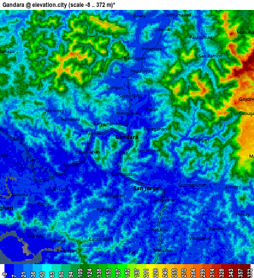Zoom OUT 2x Gandara, Philippines elevation map
