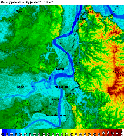 Zoom OUT 2x Gamu, Philippines elevation map