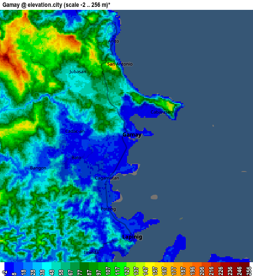 Zoom OUT 2x Gamay, Philippines elevation map