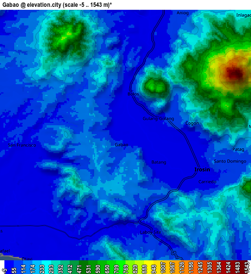 Zoom OUT 2x Gabao, Philippines elevation map