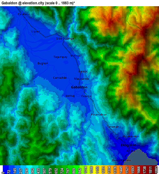 Zoom OUT 2x Gabaldon, Philippines elevation map