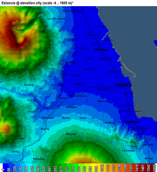 Zoom OUT 2x Estancia, Philippines elevation map