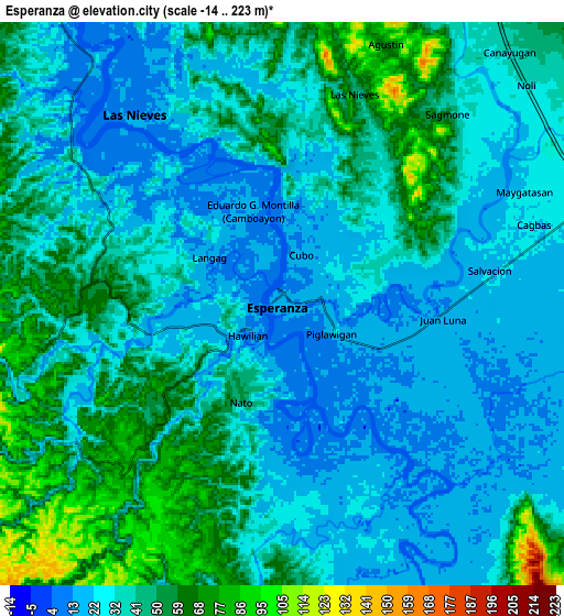 Zoom OUT 2x Esperanza, Philippines elevation map