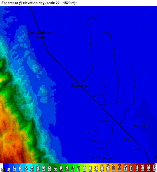 Zoom OUT 2x Esperanza, Philippines elevation map