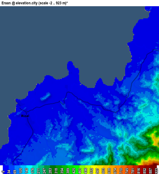 Zoom OUT 2x Eraan, Philippines elevation map