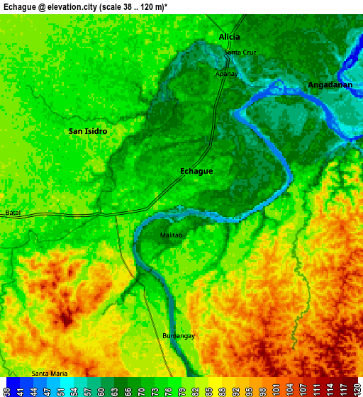 Zoom OUT 2x Echague, Philippines elevation map