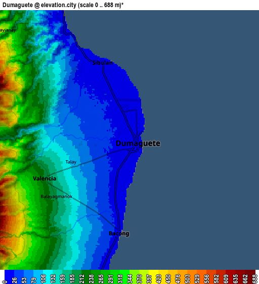 Zoom OUT 2x Dumaguete, Philippines elevation map