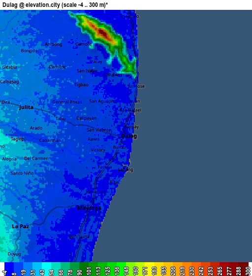 Zoom OUT 2x Dulag, Philippines elevation map