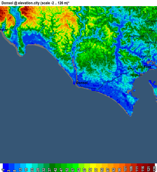 Zoom OUT 2x Donsol, Philippines elevation map